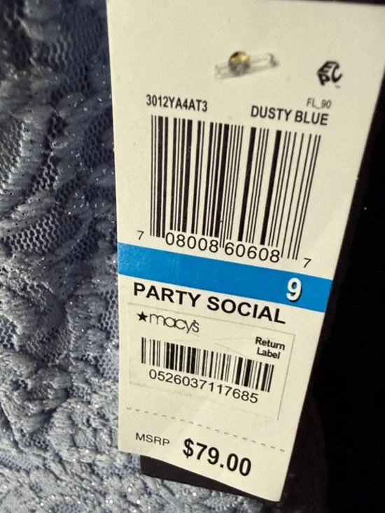 124 - City Studio Dusty Blue Lace V-Neck Dress - Picture 9 of 9